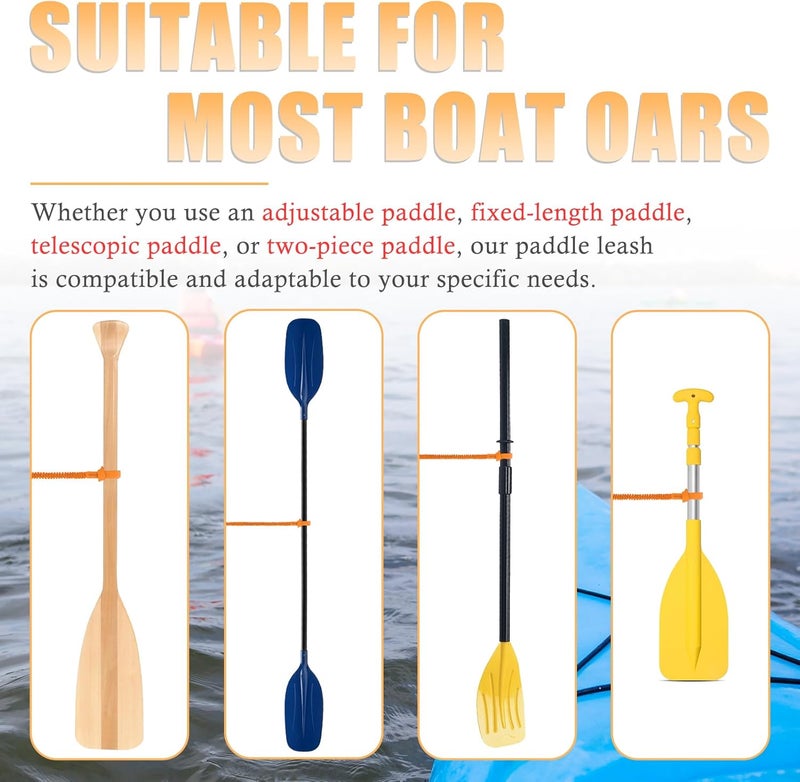 NVAAV 1/2/4 Pack Kayak Paddle Board Tether Leash Stretchable Strap Lanyard Rope, 3.3-7 Feet with Carabiner for SUP Kayaking Boating Canoeing Fishing Pole Rod or Other Gear - Image 4